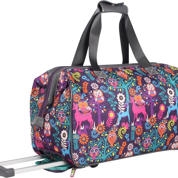 Lily Bloom Rolling Duffle Bag Luggage With Wheels And Pull Handle LARGE Travel - Picture 1 of 6